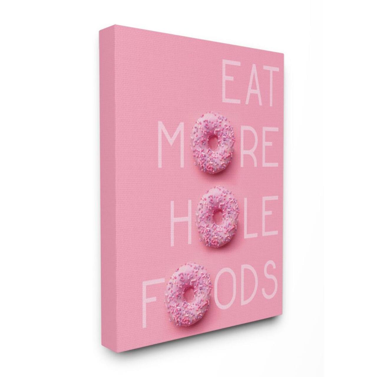 Stupell Industries Pink Eat More Hole Foods Donut Canvas Wall Accent